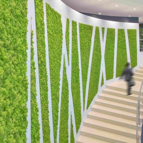 Grande scalinata ricoperta di verde verticale dal sicuro effetto in termini di colpo d'occhio