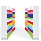 rendering di archivi color arcobaleno e scrivanie bianche