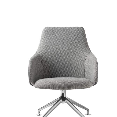 Sedia girevole color grigio chiaro con schienale basso e rotelle