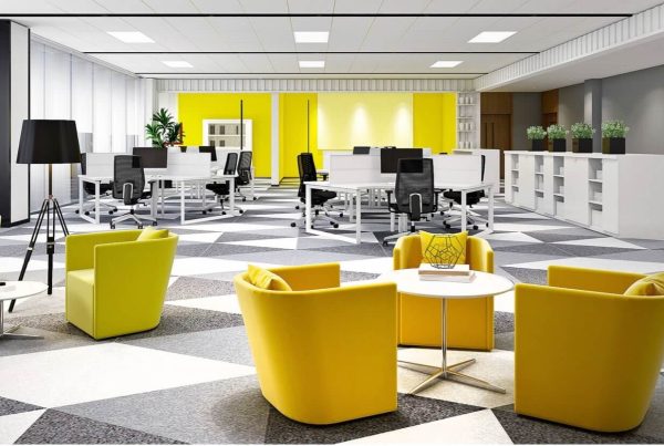 Ufficio moderno con sedie gialle dal grande confort